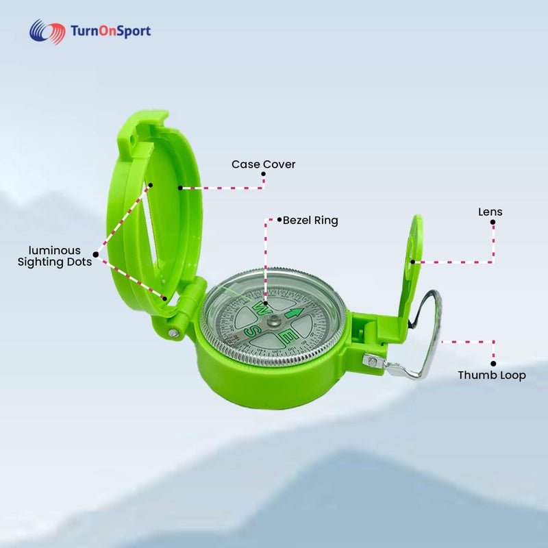 TurnOnSport 2-Pack Lensatic Compasses Hiking Backpacking Orienteering Compass Navigation - Boy Scout Compass for Kids | Professional Field Compasses for Map Reading - Best Survival Gifts - Image 2
